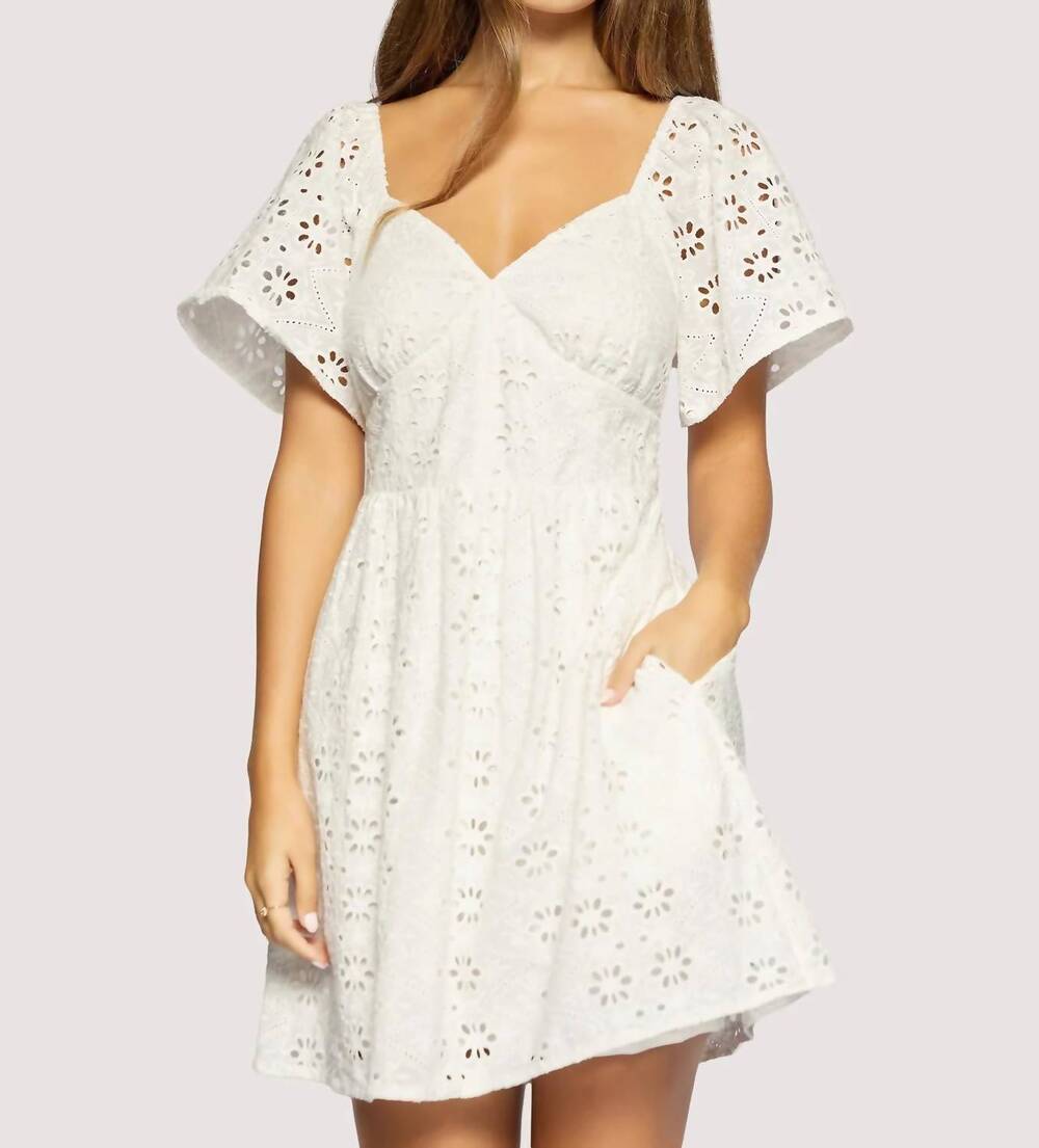 NEW LOST + WANDER dolce marina eyelet mini dress in white